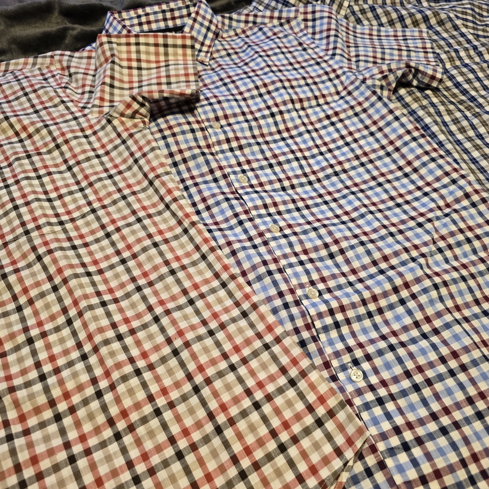 3 Mens Slim Fit Van Heusen Button-Down Short Sleeve Shirts
